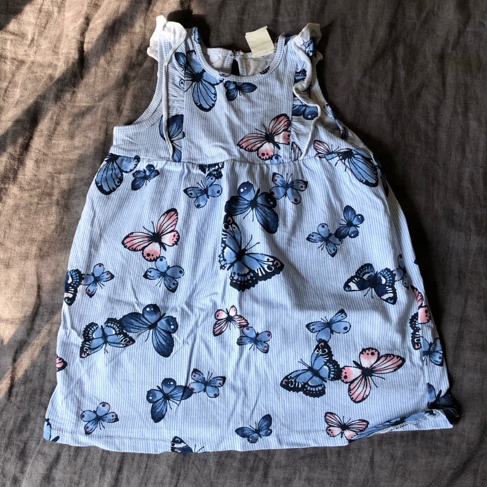 H&M Baby Girl 6-9 Month Butterfly Stripe Ruffle dress